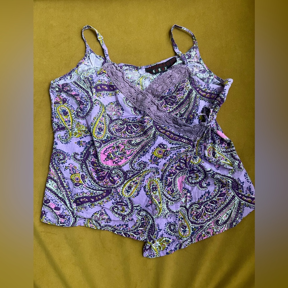 Paisley Print Purple Tank Top